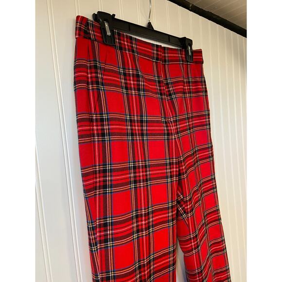 J. Crew Pants Women's 6P Christmas Tartan Plaid Winnie Ankle-Length Red Wool - Picture 2 of 6